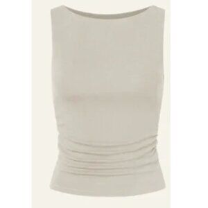 New OGL Eco-Mousse Ruched Sides Boatneck Brami Top Morning Mist Medium
